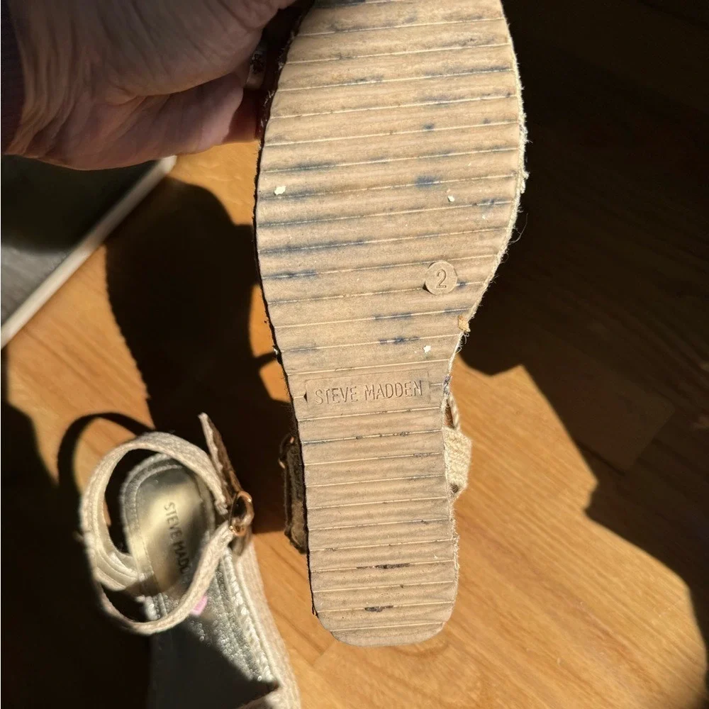 Steve Madden JCLEO-M Girls Gold‎ Espadrille Platform Sandals Size 2